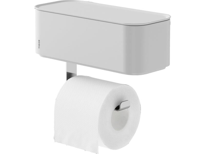 Tiger 2-Store porte-rouleau papier toilette avec panier de rangement  verrouillable 25cm blanc