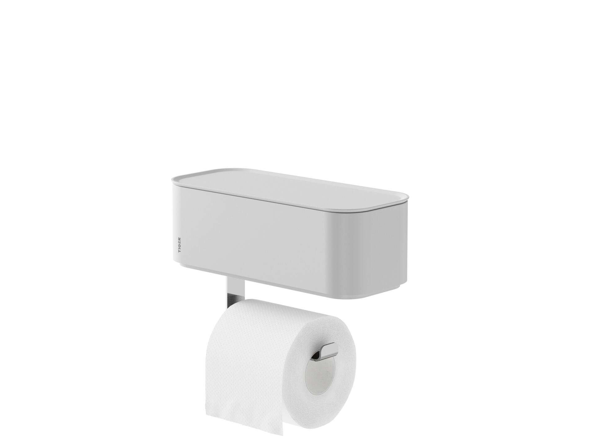 Tiger 2-Store porte-rouleau papier toilette avec panier de rangement verrouillable 25cm blanc