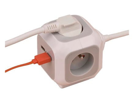 Brennenstuhl Alea-Power cube multiprise 6x + 2x USB avec câble 1,4m gris/blanc 1