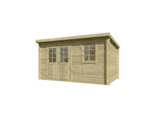 Outdoor Life Products Amira abri de jardin en bois 380x230x217 cm chalet imprégné vert olive