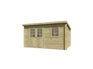 Outdoor Life Products Amira abri de jardin en bois 380x275x217 cm chalet imprégné vert olive