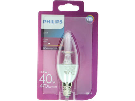 Philips Ampoule LED flamme claire E14 5,5W 1