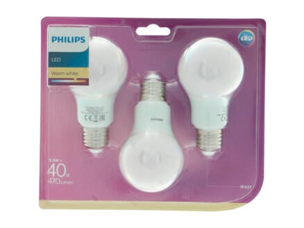 Philips Ampoule LED poire E27 5,5W mat 3 pièces 1