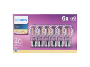 Philips Ampoule LED poire filament E27 4W 6 pièces
