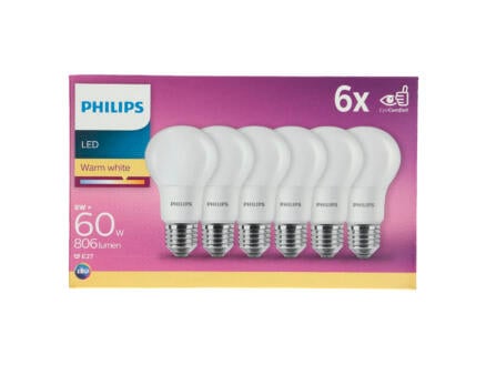 Philips Ampoule LED poire mat E27 8W 6 pièces 1