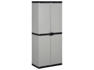 Armoire de jardin avec 3 étagères 68x40x168 cm gris/noir