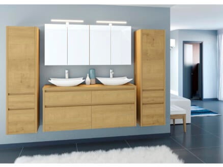 Allibert Aston meuble lavabo pour lavabo double 140cm 4 tiroirs chêne arlington