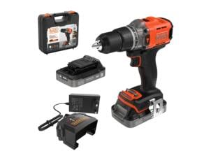 Black+Decker BCD383D2XK-QW perceuse-visseuse à percussion sans fil 18V Li-Ion avec 2 batteries + chargeur + coffret