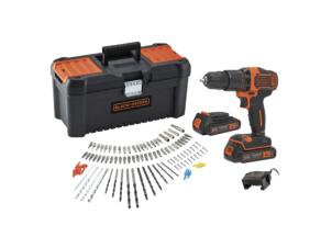 Black+Decker BCD700C2TA-QW perceuse-visseuse à percussion sans fil 2x18 V Li-Ion + 2 batteries + chargeur + 105 accessoires