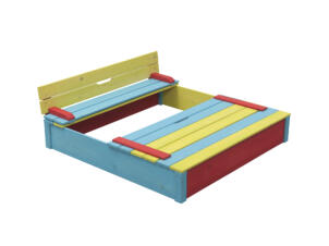 Swing King Bac à sable Sepp avec bancs couvercle 120x120 cm coloré