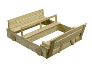 Swing King Bac à sable Voiture avec bancs couvercle 120x120 cm imprégné