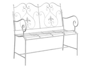 Banc de jardin 104x54x93 cm acier blanc antique