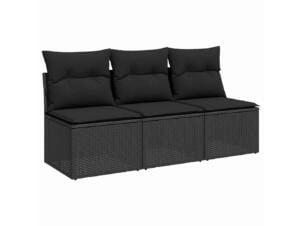 Banc de jardin avec coussins résine tressée noir