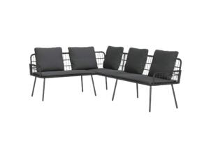 Banc de jardin avec coussinss métal 61.5x123x82 cm gris