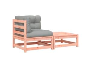 Banquette d'angle de jardin + coussins et repose-pied