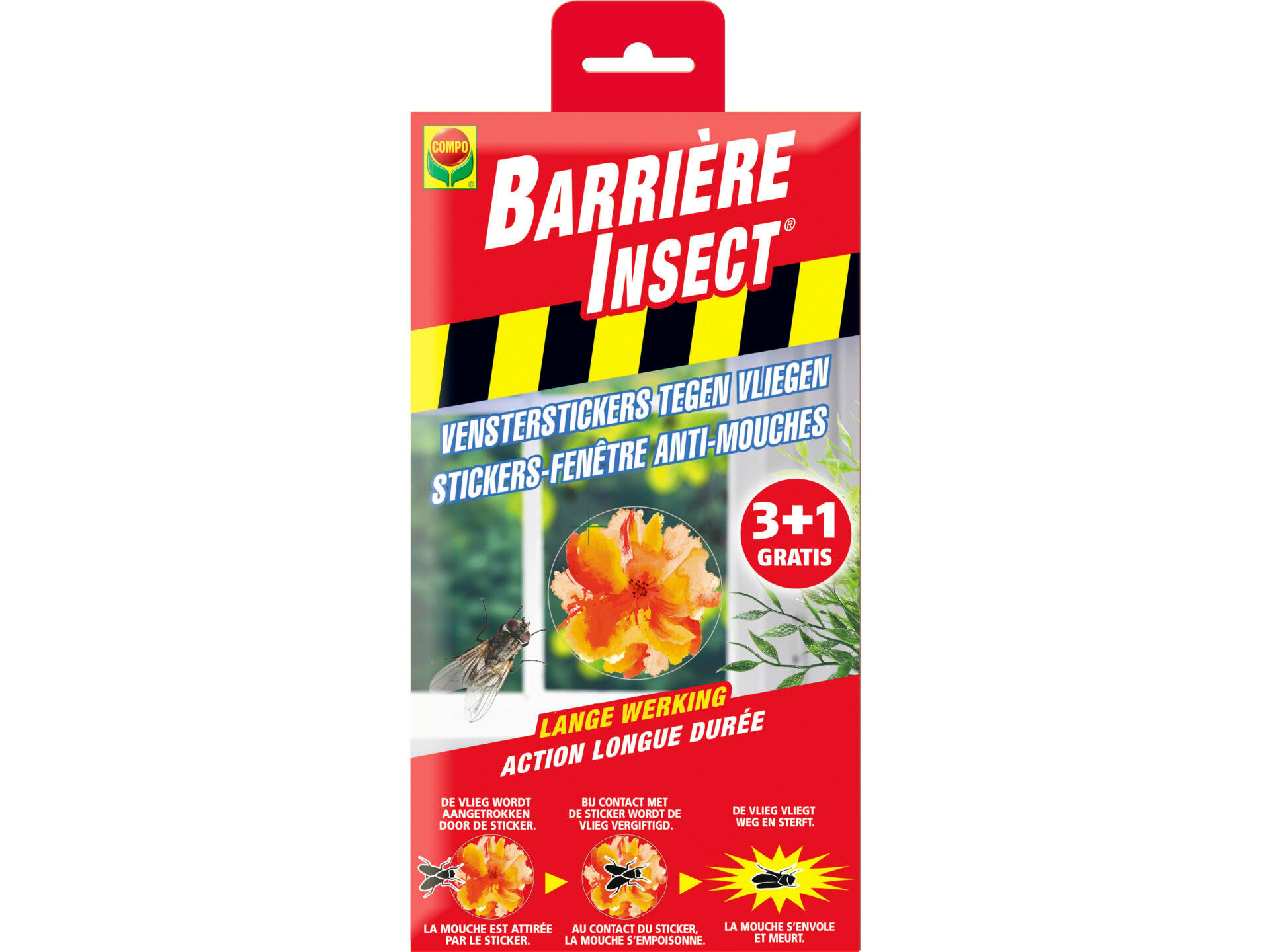 Compo Barrière Insect stickers-fenêtre anti-mouches 4 pièces