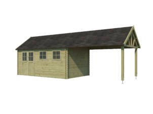 Woodlands Birmingham XL abri de jardin en bois 505x295x318 cm chalet imprégné + extension 375cm