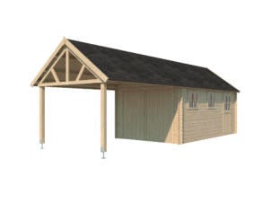 Woodlands Birmingham garage 535x320x328 cm bois + extension 375cm