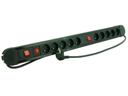 Profile Bloc multiprise 10x avec 2 interrupteurs et câble 1,5m noir 1