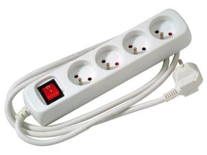 Profile Bloc multiprise 4x avec interrupteur et câble 1,5m blanc