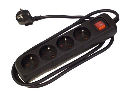 Profile Bloc multiprise 4x avec interrupteur et câble 1,5m noir 1