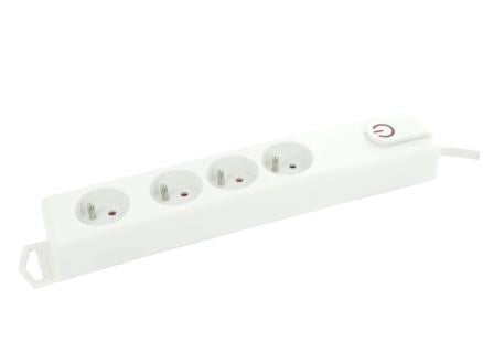 Profile Bloc multiprise 4x avec interrupteur et câble 3m blanc 1