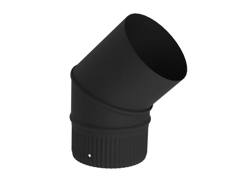 Saninstal Rookafv.bocht 45° 125mm zwart
