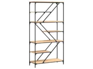 Boekenkast hout/staal 91x36x176 cm eikenkleurig