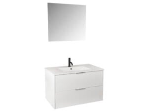 Differnz Bolo meuble salle de bains 80cm 2 tiroirs blanc brillant