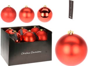 Boule de Noël 14cm rouge disponible en 3 modèles