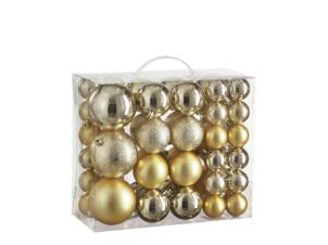 Boules de Noël matière synthétique champagne 46 pièces