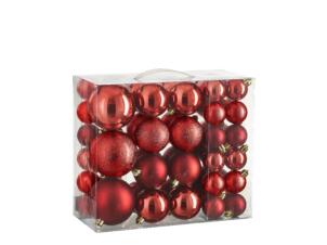 Boules de Noël matière synthétique rouge 46 pièces