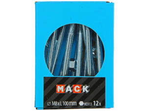 Mack Boulon pour bois avec écrou M8 100mm zingué 12 pièces