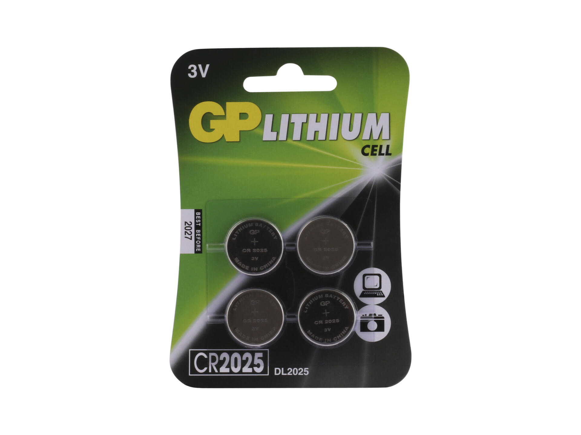 GP CR2025 pile bouton lithium 3V 4 pièces