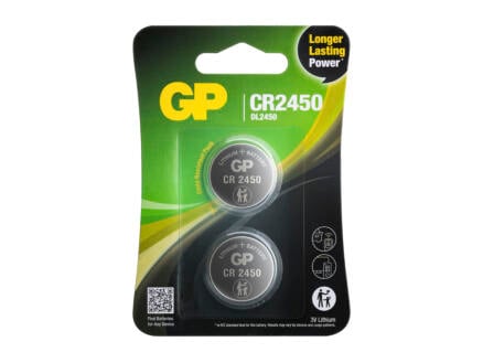 GP CR2450 pile bouton lithium 3V 2 pièces 1