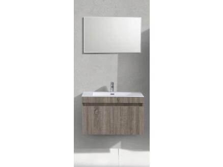 Sanimar Capri meuble salle de bains 80cm 2 portes chêne rustique clair 1