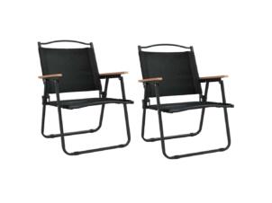 Chaise de camping tissu oxford 54x55x78 cm noir 2 piĂšces