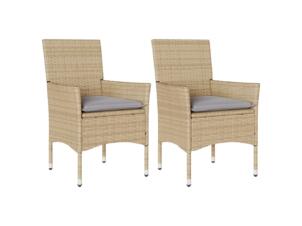 Chaise de jardin + coussin résine tressée beige 2 pièces