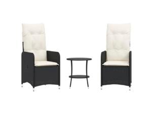 Chaise de jardin inclinable + table noir résine tressée 2 pièces