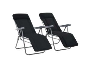 Chaise de jardin met kussen pliable noir set de 2