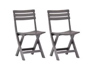 Chaise de jardin pliable matière synthétique moka 2 pièces