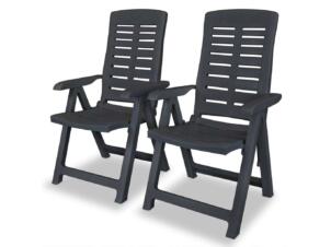 Chaise de jardin réglable matière synthétique anthracite set de 2