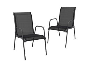 Chaise de jardin textilène/acier noir 2 pièces