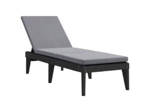 Chaise longue avec coussin 186x60x29 cm polypropylène anthracite