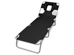 Chaise longue avec coussin acier noir