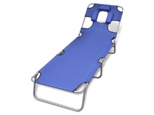 Chaise longue avec coussin de tĂȘte acier enduit de poudre bleu
