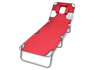 Chaise longue avec coussin de tĂȘte acier enduit de poudre rouge