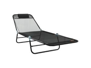 Chaise longue pliable 182x55x85,5 cm textilĂšne noir