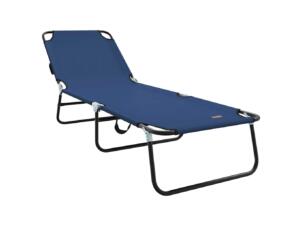 Chaise longue pliable 188x57x86,5 cm polyester bleu