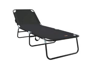 Chaise longue pliable 188x57x86,5 cm polyester noir